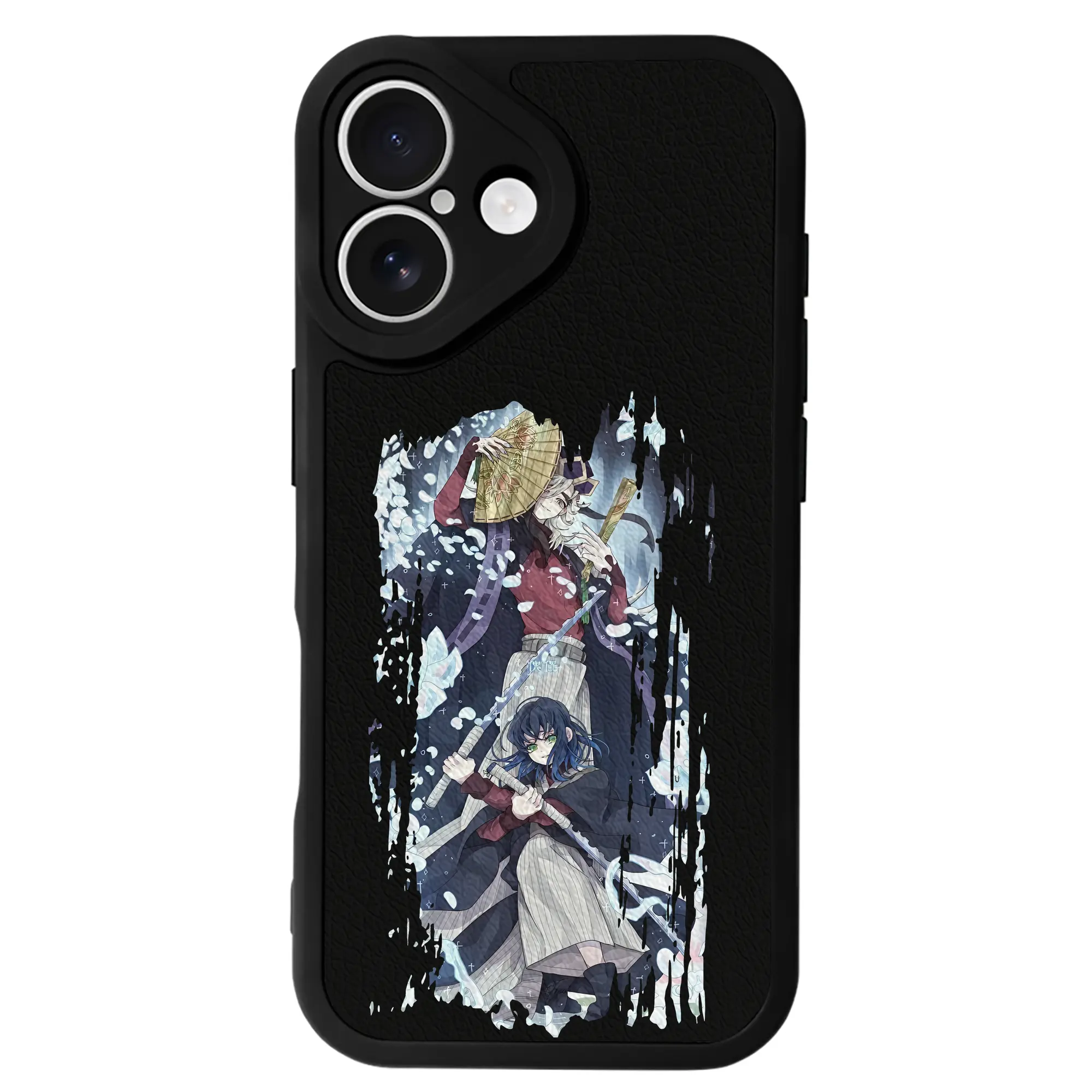 鬼滅の刃 グッズ,童磨 - IPhone 16シリーズ対応 ・ シリコンスマホケース ・ レザー調 ・ 高精度フィット ・ 耐衝撃 ・ ワイヤレス充電対応 ・ 精密カット